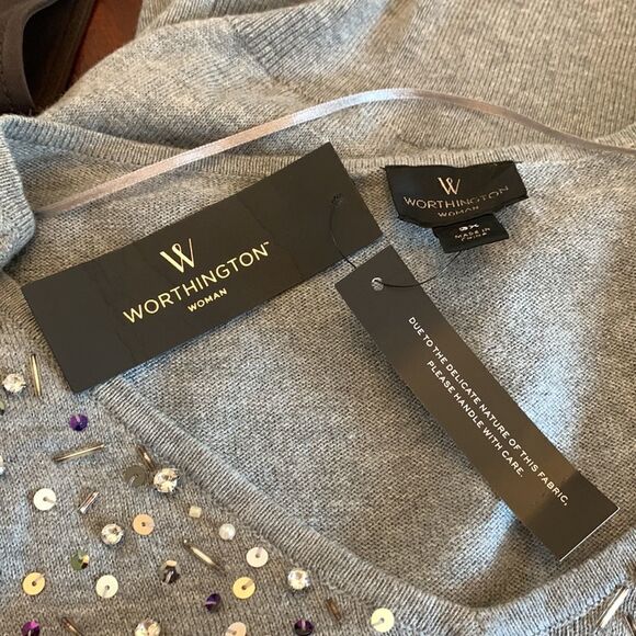 Worthington gray long sleeve sequined sweater Size 3X NWT - Picture 8 of 8